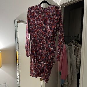 Veronica Beard Red Purple Floral Long Sleeve Dress